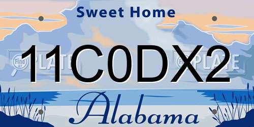 11C0DX2 Alabama License Plate