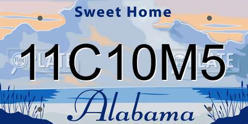 11C10M5 Alabama License Plate