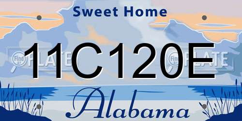 11C120E Alabama License Plate