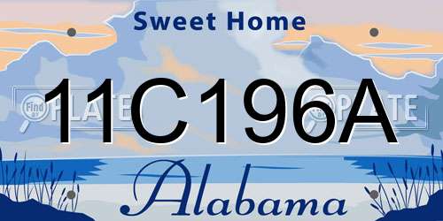 11C196A Alabama License Plate