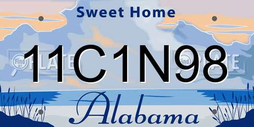 11C1N98 Alabama License Plate
