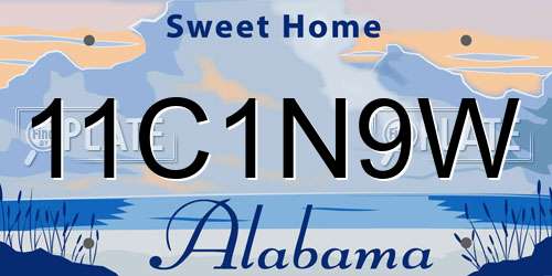 11C1N9W Alabama License Plate