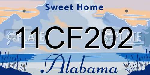 11CF202 Alabama License Plate
