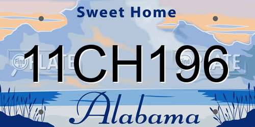 11CH196 Alabama License Plate
