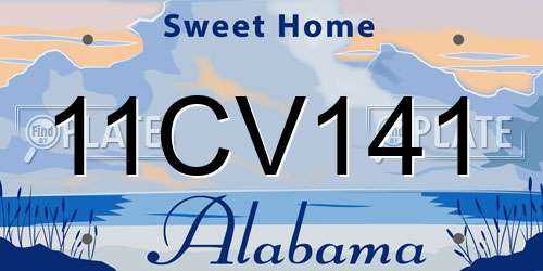 11CV141 Alabama License Plate