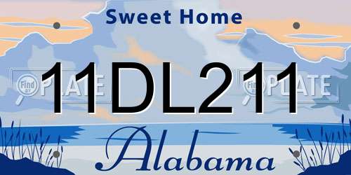 11DL211 Alabama License Plate