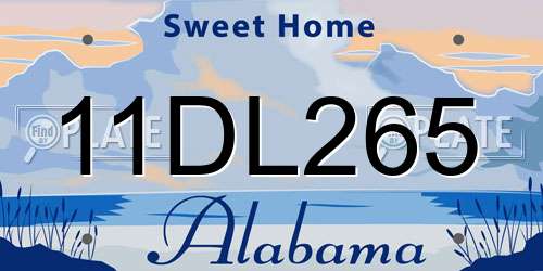 11DL265 Alabama License Plate