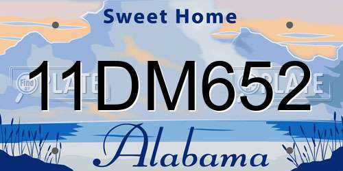 11DM652 Alabama License Plate