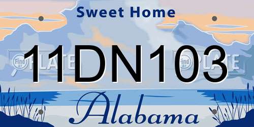 11DN103 Alabama License Plate