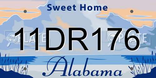 11DR176 Alabama License Plate