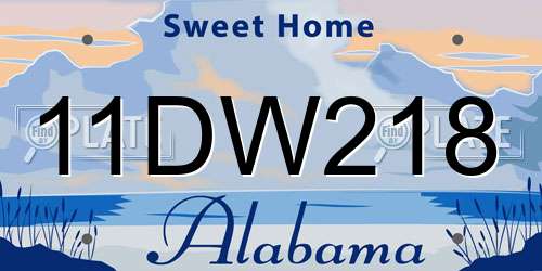 11DW218 Alabama License Plate