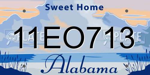 11EO713 Alabama License Plate