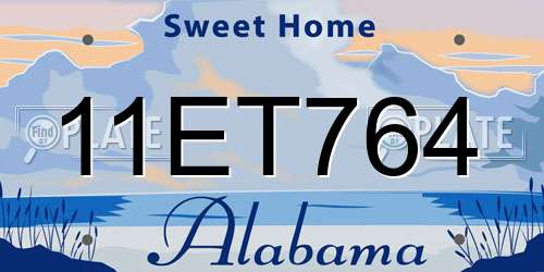 11ET764 Alabama License Plate