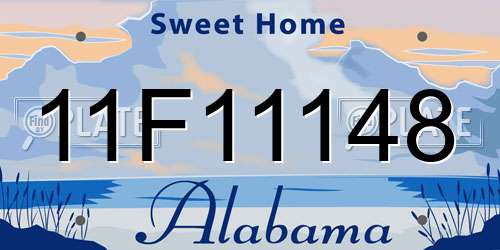 11F11148 Alabama License Plate