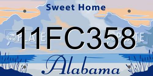11FC358 Alabama License Plate