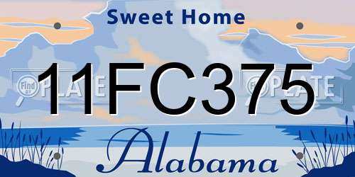 11FC375 Alabama License Plate