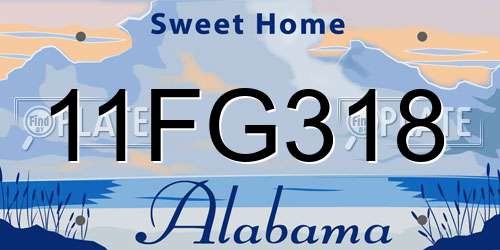 11FG318 Alabama License Plate