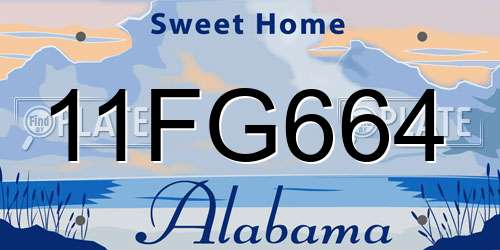 11FG664 Alabama License Plate