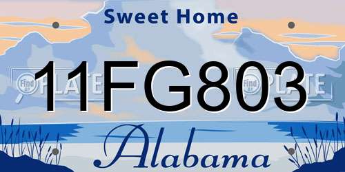 11FG803 Alabama License Plate