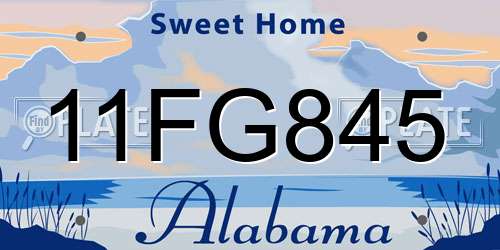 11FG845 Alabama License Plate