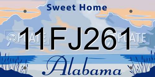 11FJ261 Alabama License Plate