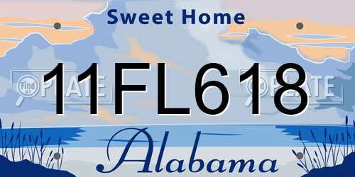 11FL618 Alabama License Plate