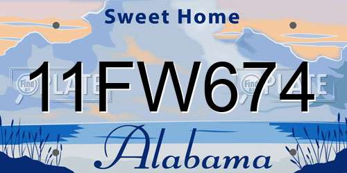 11FW674 Alabama License Plate