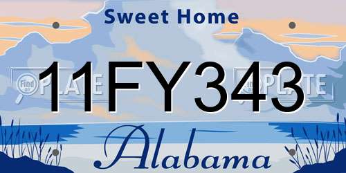 11FY343 Alabama License Plate