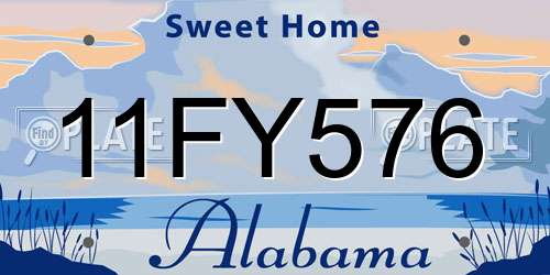 11FY576 Alabama License Plate