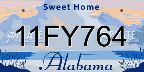 11FY764 Alabama License Plate