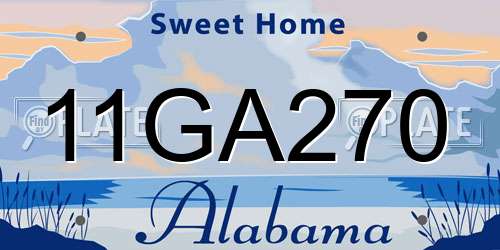 11GA270 Alabama License Plate
