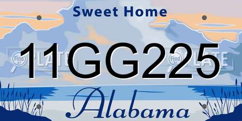 11GG225 Alabama License Plate