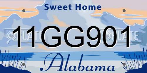 11GG901 Alabama License Plate