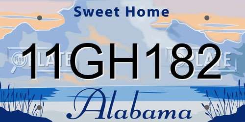 11GH182 Alabama License Plate