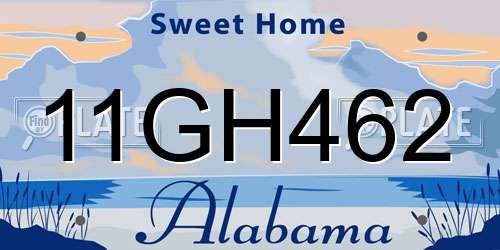 11GH462 Alabama License Plate