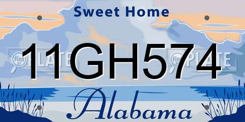 11GH574 Alabama License Plate