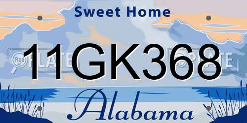 11GK368 Alabama License Plate