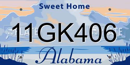 11GK406 Alabama License Plate