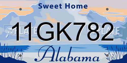 11GK782 Alabama License Plate