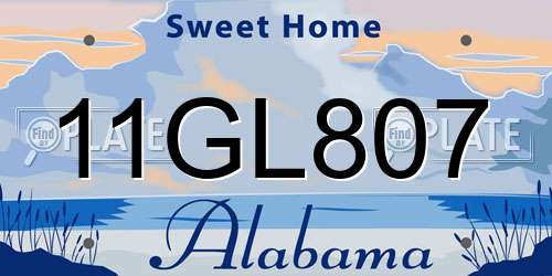 11GL807 Alabama License Plate