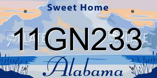 11GN233 Alabama License Plate