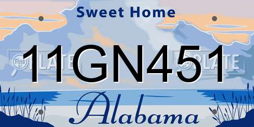 11GN451 Alabama License Plate