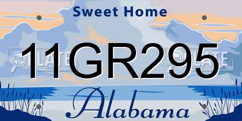 11GR295 Alabama License Plate