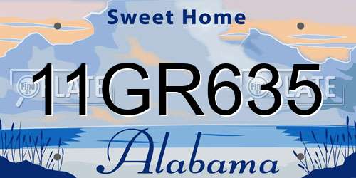 11GR635 Alabama License Plate