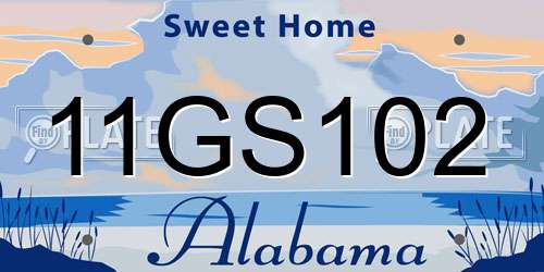 11GS102 Alabama License Plate