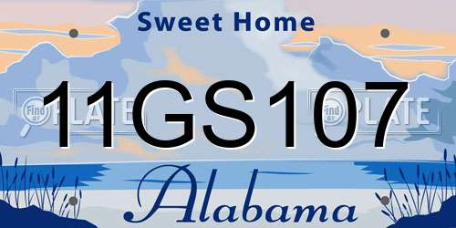 11GS107 Alabama License Plate