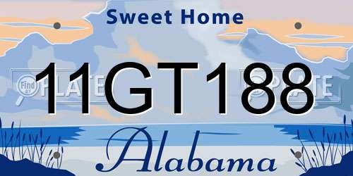 11GT188 Alabama License Plate