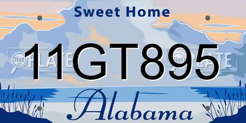 11GT895 Alabama License Plate