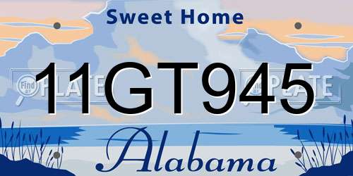 11GT945 Alabama License Plate