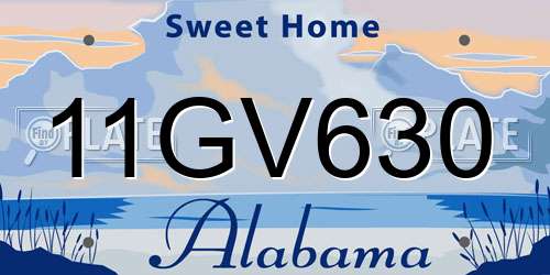 11GV630 Alabama License Plate
